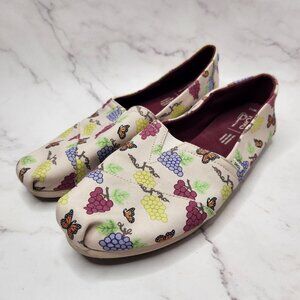 Toms Alpargata Slip-On Flats Loafers Boat Shoes Grapes Butterflies Women's 11